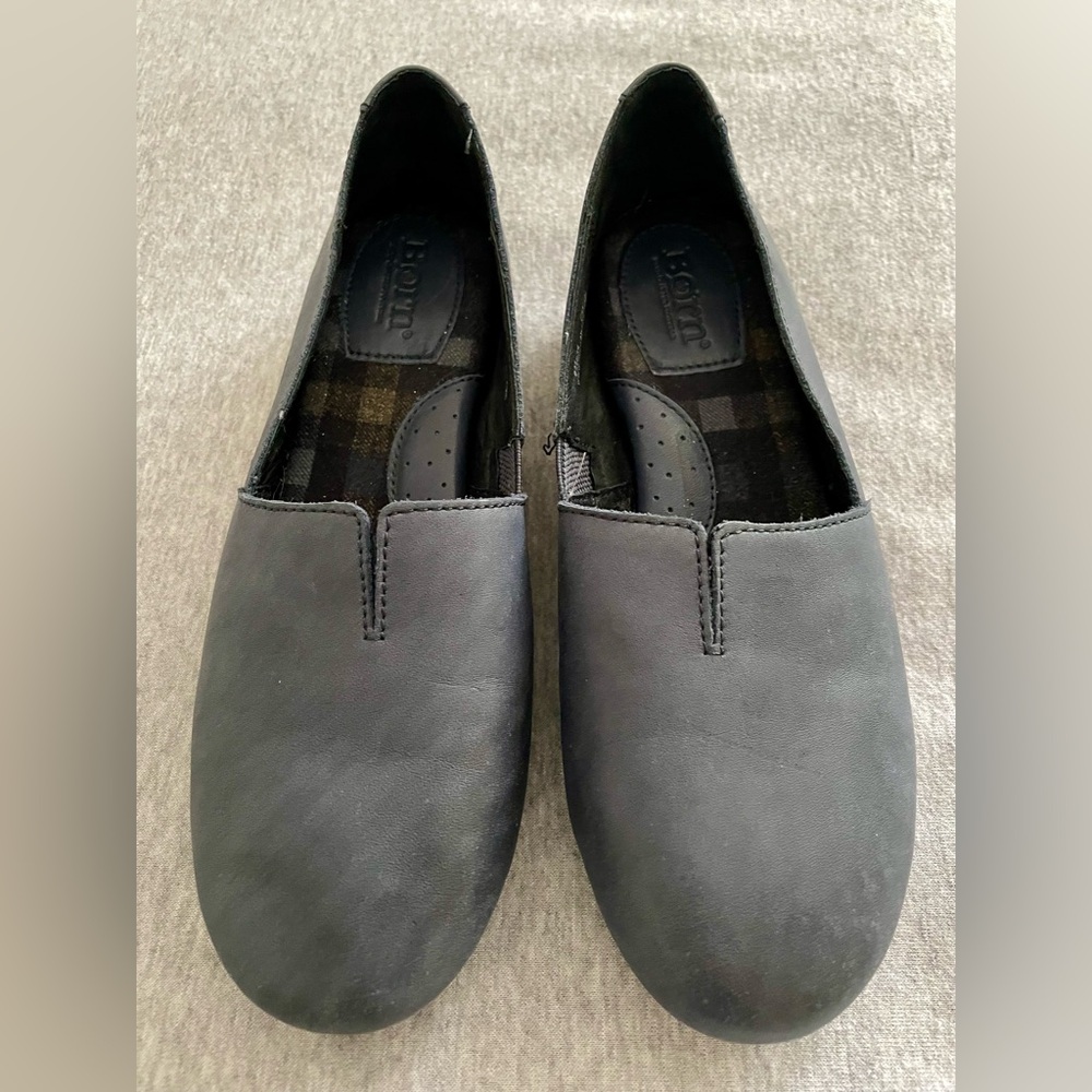 Born Women’s Size 6 Blue Sebra Flat Slip On Casual Leather Loafer Shoe D74634